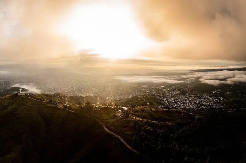 Sunrise over the mountains surrounding Cali